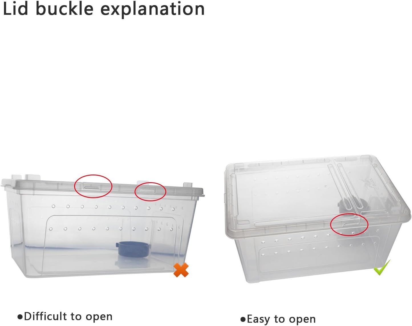 OMEM Portable Reptile Terrarium Habitat for Mini Pet Houses Breathable Holes Stackable Container (2PCS-L)