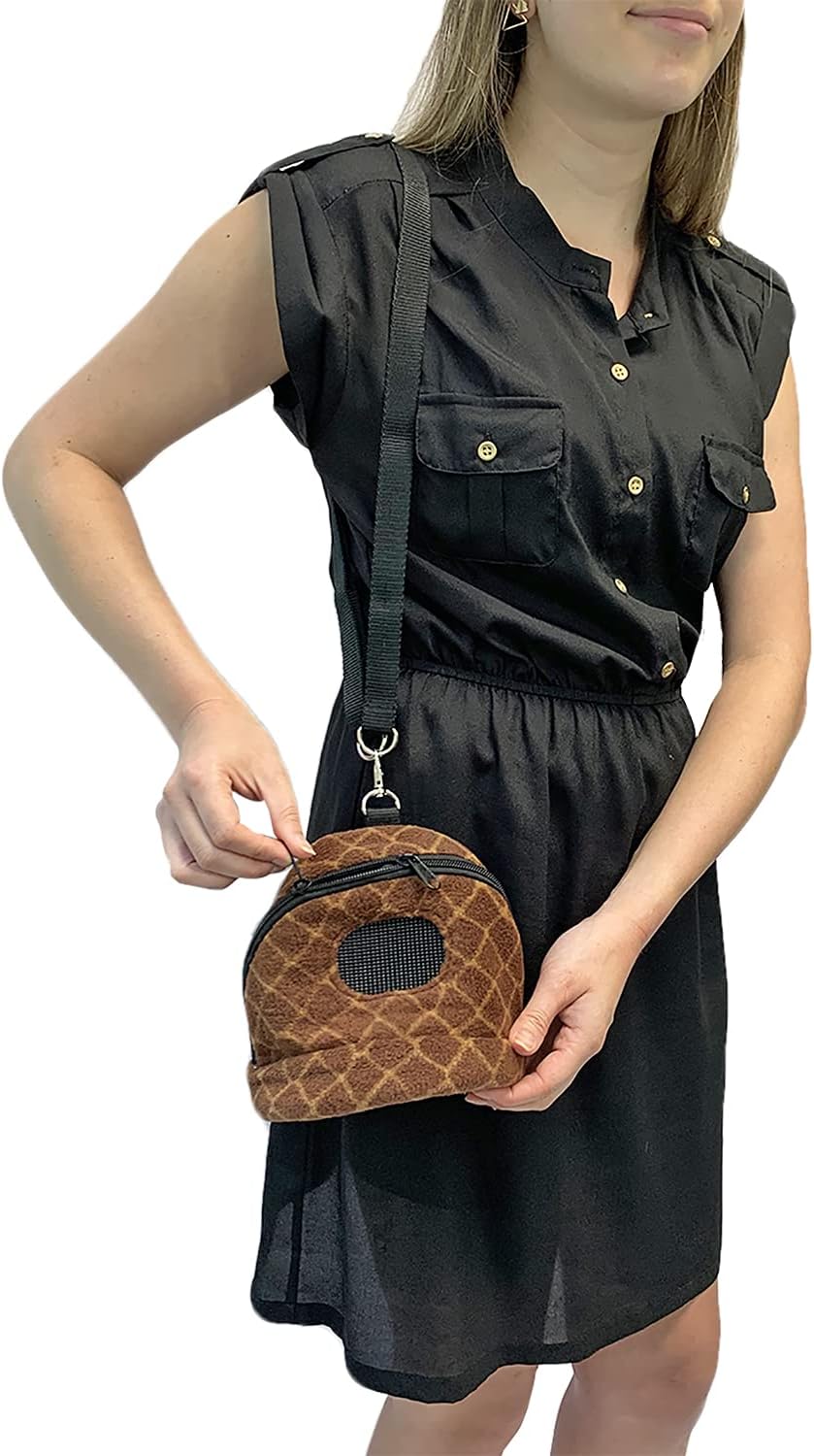 Kucci Carry Pouch - Fleece Travel Bonding Carrier Bag - for Sugar Gliders, Squirrels, Marmosets, Hamsters, Rodents, Rats, Reptiles & Other Small Pets (Regular)