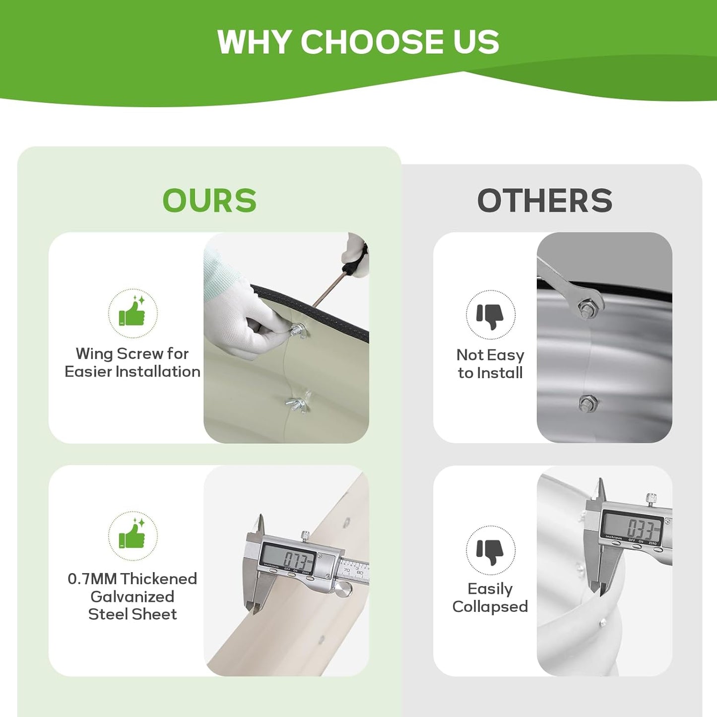 Galvanized Raised Garden Bed Outdoor - 4×2×1ft Planter Raised Beds for Gardening | Oval Metal Garden Planter Box with Safety Edging and Gloves for Vegetables Fruits and Flowers - White