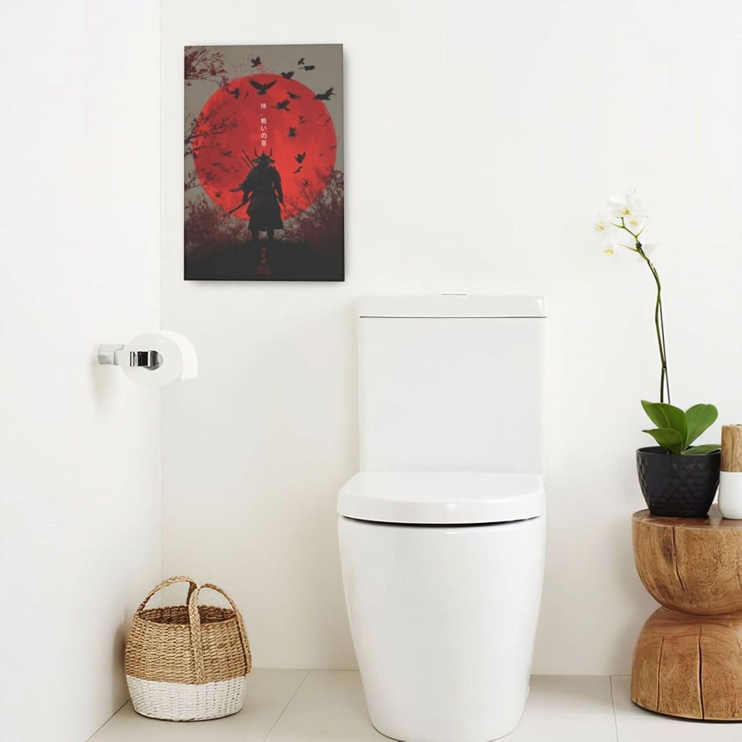 Japanese Armored Samurai Wall Art Modern Japan Warrior Canvas Wall Decor Asian Oriental Bushido Pictures Painting Print Artwork Framed Decorations Gifts for Room Bedroom Office Living Room 16"x24"