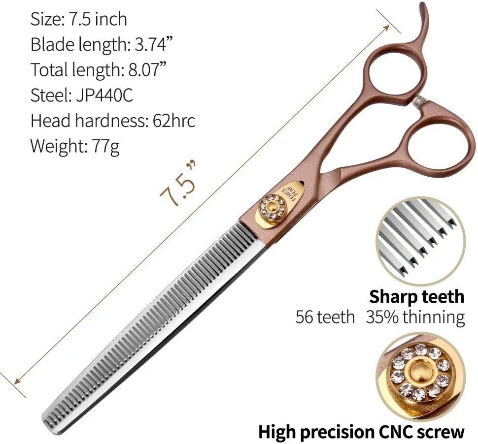 Fenice Peak Professional Thinning Scissors for Dog Cat 7/7.5'' Pet Grooming Scissors 440C Stainless Steel Thinning Shears for Dogs 50/56 Teeth