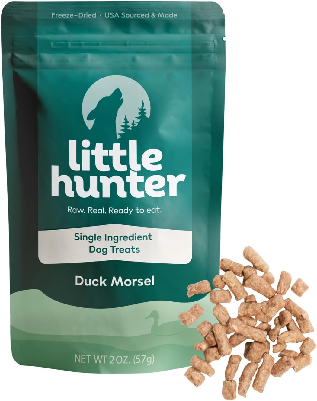 Little Hunter Freeze Dried Dog Treats - Duck Morsel - Raw Single Ingredient Duck Morsel Dog Treats for Snacks, Training, Dog Food Toppers - All Natural, Healthy Dog & Puppy Treats, 2 oz