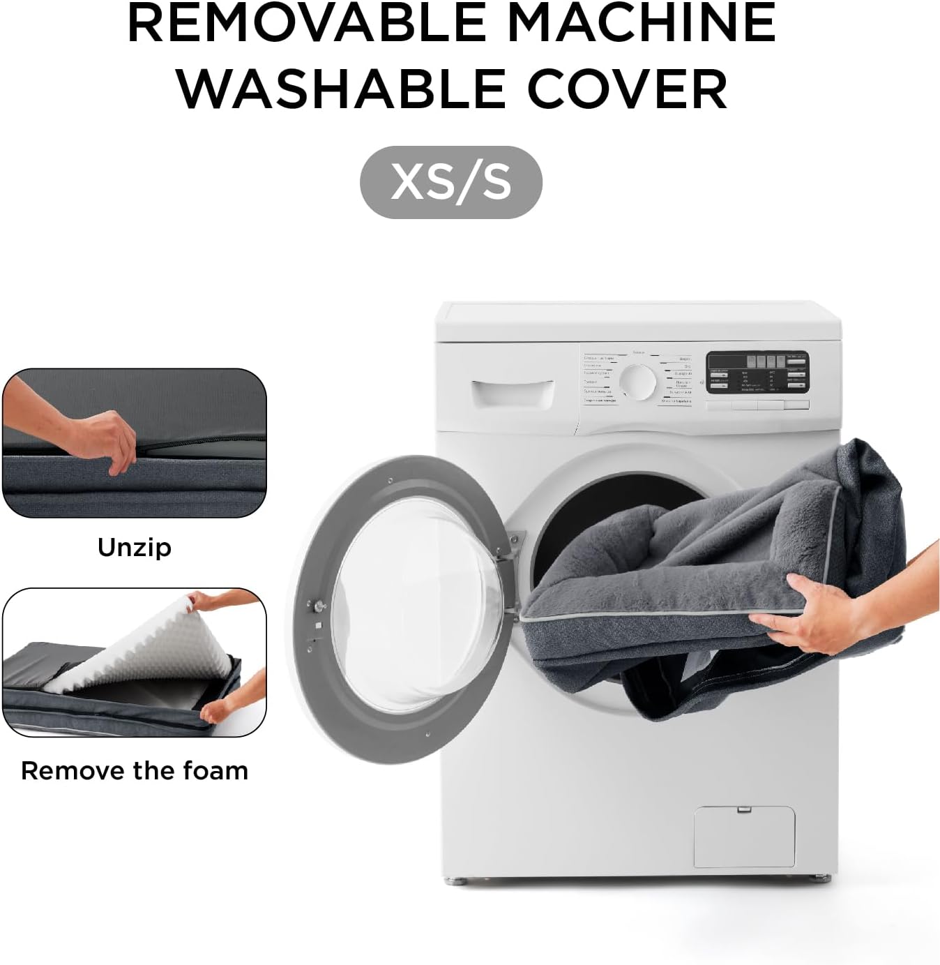 Made4Pets Orthopedic Dog Bed for Small Dogs, Supportive Foam Small Pet Bed Sofa with Washable Removable Cover, Waterproof Dog Couch Bed, Non-Slip Bottom and Egg-Crate Foam, Grey