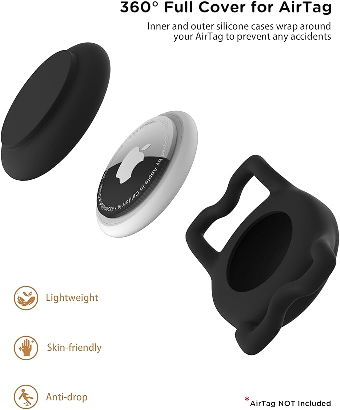 Dog Collar with Waterproof AirTag Holder & Anti-Lost QR Code, Cute Bling Warpping Adjustable Width for Small Medium Large Pet (Black, L)