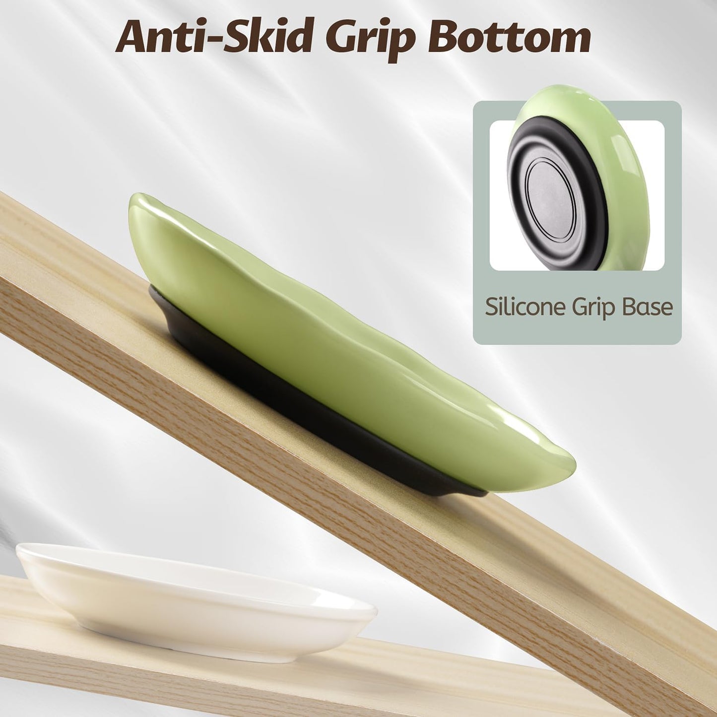 Non-Slip Cat Food Bowl,Healthy Ceramic Cats Bowls with Silicone Bottom, Anti-Whisker Fatigue Cat Dishes Set, Shallow & Wide Kitten Plates for Food and Water, 4 Pack