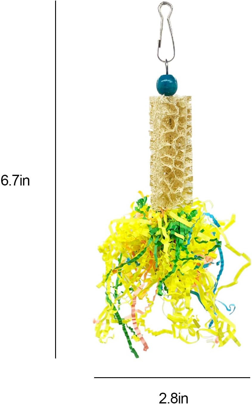 EBaokuup Bird Parrots Shredding Toys Parakeet Chewing Toys Bird Loofah Toys Parrot Cage Shredder Toys Bird Foraging Hanging Toys Bird Accessories for Parrots Lovebird Cockatiel Conure African Grey