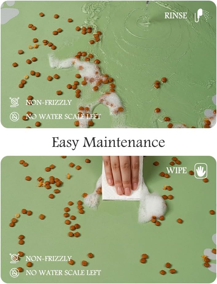 Pet Feeding Mat-Absorbent Dog Mat for Food and Water Bowl-No Stains Quick Dry Water Dispenser Mat-Dog Accessories Pet Supplies-Bowl for Messy Drinkers（Green,17"x28"