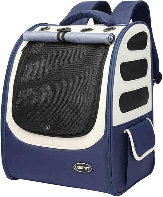 Dog Backpack, Ventilated Pet Hiking Backpack Travel Bag, Airline Approved Cat Backpack for Travel, Hiking, Outdoor Use(Blue)