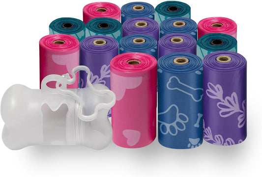 Best Pet Supplies Dog Poop Bags for Waste Refuse Cleanup, Doggy Roll Replacements for Outdoor Puppy Walking and Travel, Leak Proof and Tear Resistant, Thick Plastic - Assorted Colors, 240 Bags