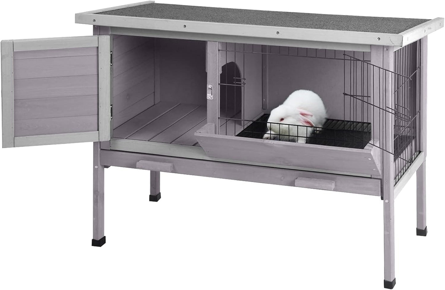 Rabbit Hutch Indoor Rabbit Cage with Metal Wire Pan,Outdoor Bunny cage with Pull Out Tray