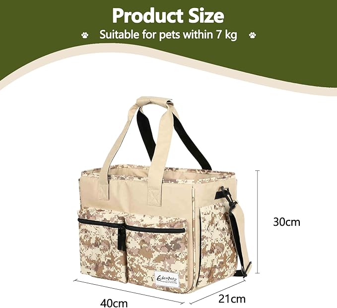 Cat Carrier Bag, Foldable Pet Bag Airline Approved, Pet Travel Carrier for Medium Cats Small Cats Dogs, Sturdy Transport Carriers Long Trips(Brown)
