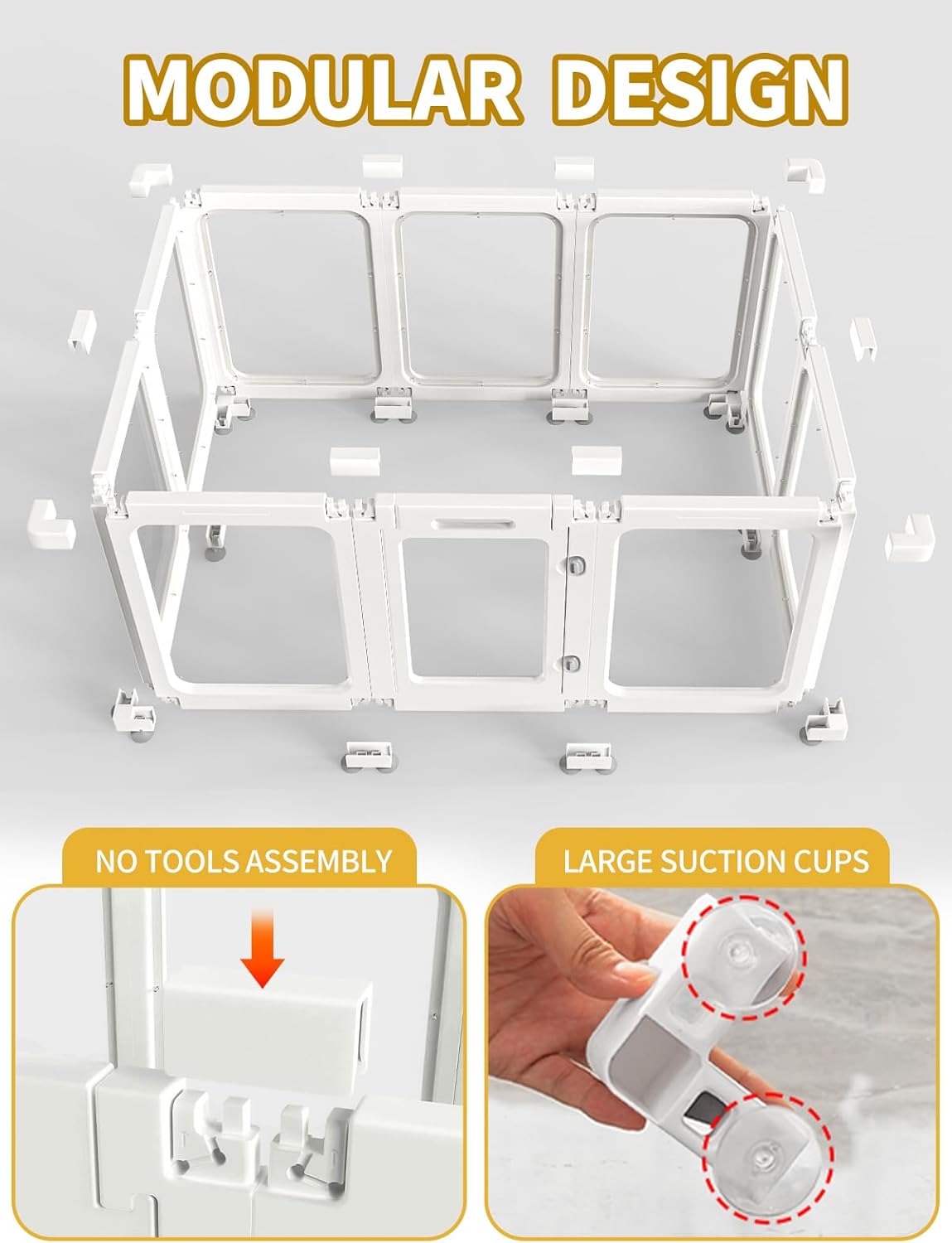 Dog Playpen, Clear Acrylic Plastic Puppy Playpen Indoor, Pet Pen for Puppy Cat Bunny, Transparent Easy Assemble Foldable Whelping Box for Dogs, Puppy Playpen with Gate (23.6" Height, 10PCS)