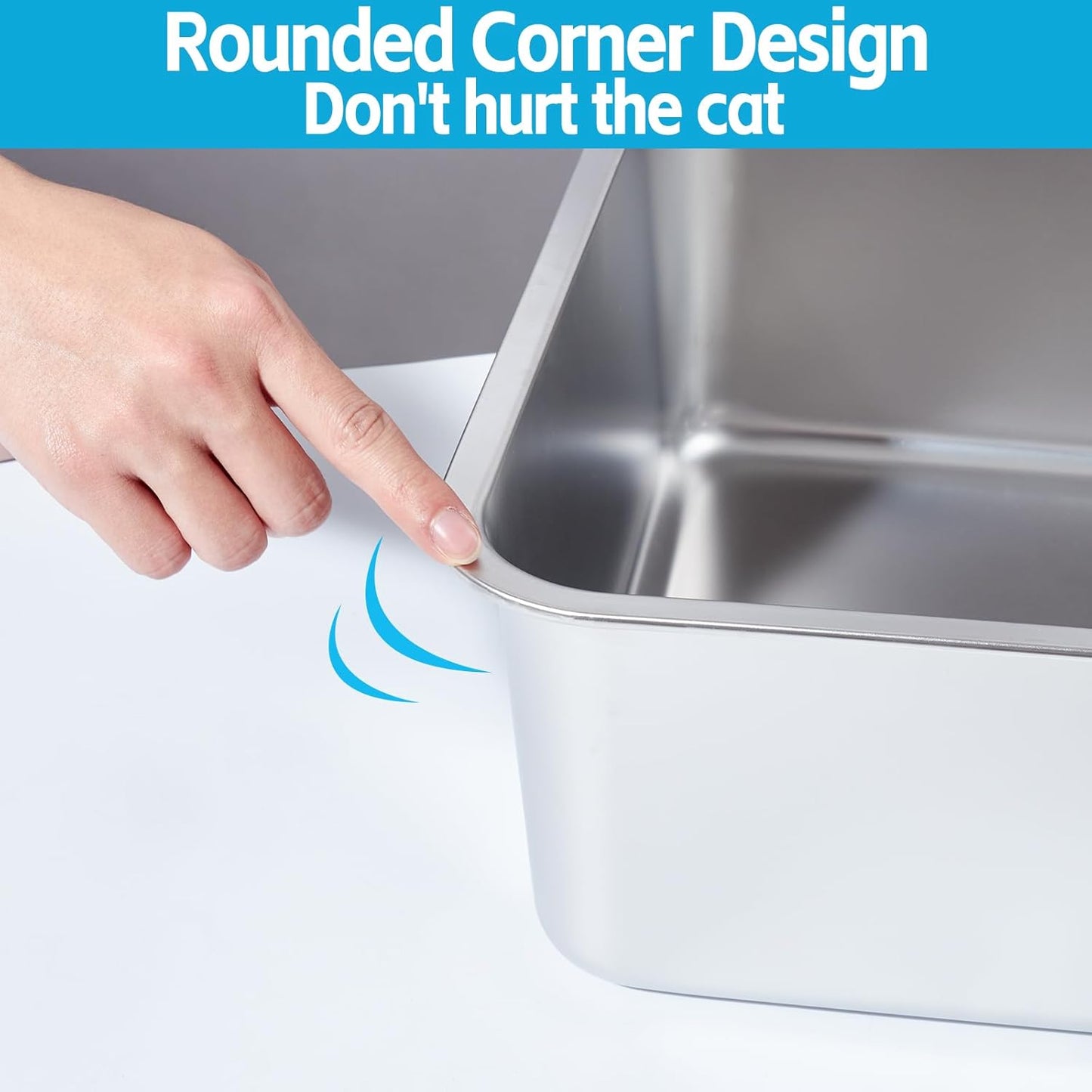 Stainless Steel Cat Litter Box 4in Low Entry,Metal Litter Box for Small Cats/Kitty Easy to Clean,Cat LitterBox for Kitten Elderly Cats,Non Stick, No Smell