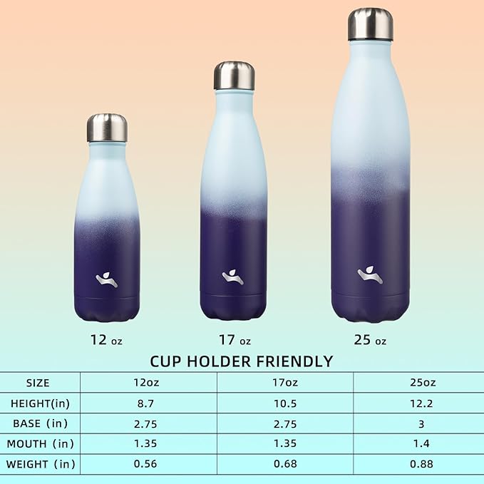 Insulated Water Bottles,17 oz Double Wall Stainless Steel Vacumm Metal Flask for Sports Travel,Ocean Dream