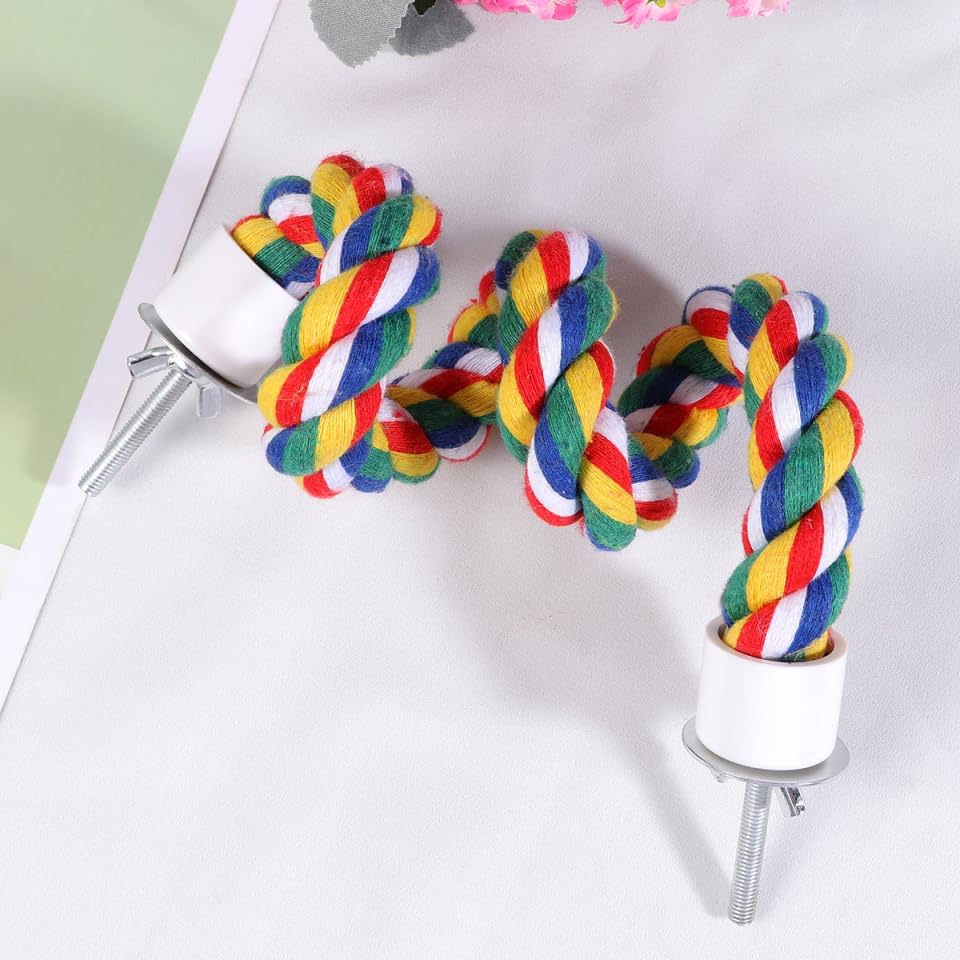 Bird Rope Perch, Colorful Parrot Cotton Rope Bird Perch Stand Climbing Toys Pet Parrot Chewing Toy for Parrots Cockatiels Parakeets Budgie Cages
