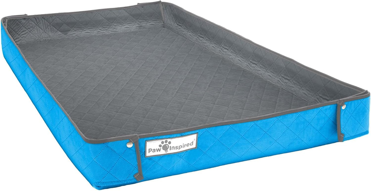 Paw Inspired Critter Box Washable Cage Liner, Reversible Fleece Bedding with Raised Sides for Guinea Pigs and Other Small Animals (Midwest, Gray/Blue)