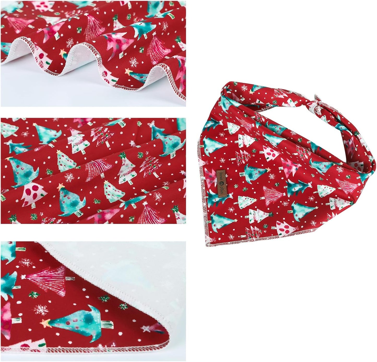 lionet paws Christmas Dog Bandana,Christmas Tree Fabric Dogs Kerchief for Medium Large Dogs,Dog Cotton Red Triangle Bibs Scarf for Girl Boy