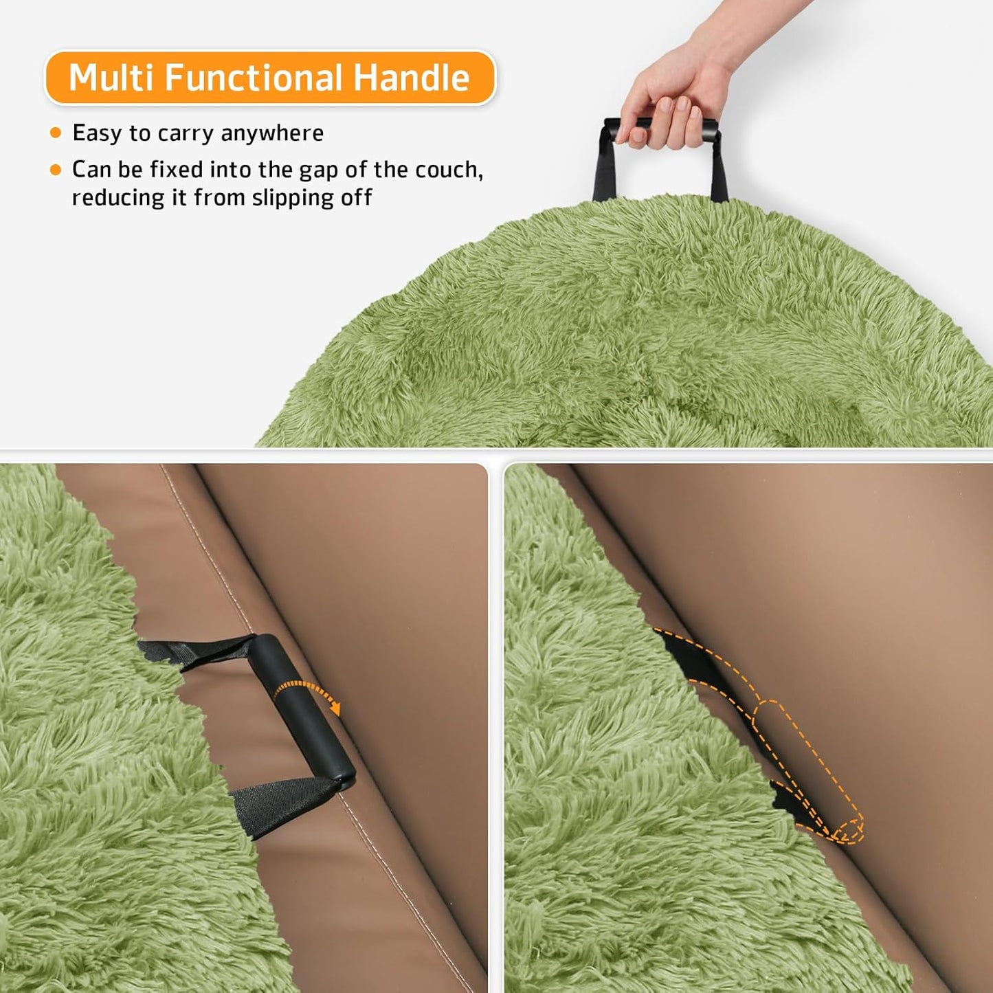 GGIB Calming Dog Bed Fluffy Plush Dog Mat for Furniture Protector with Removable Washable Cover for Large Medium Small Dogs and Cats (Medium, Grass Green)