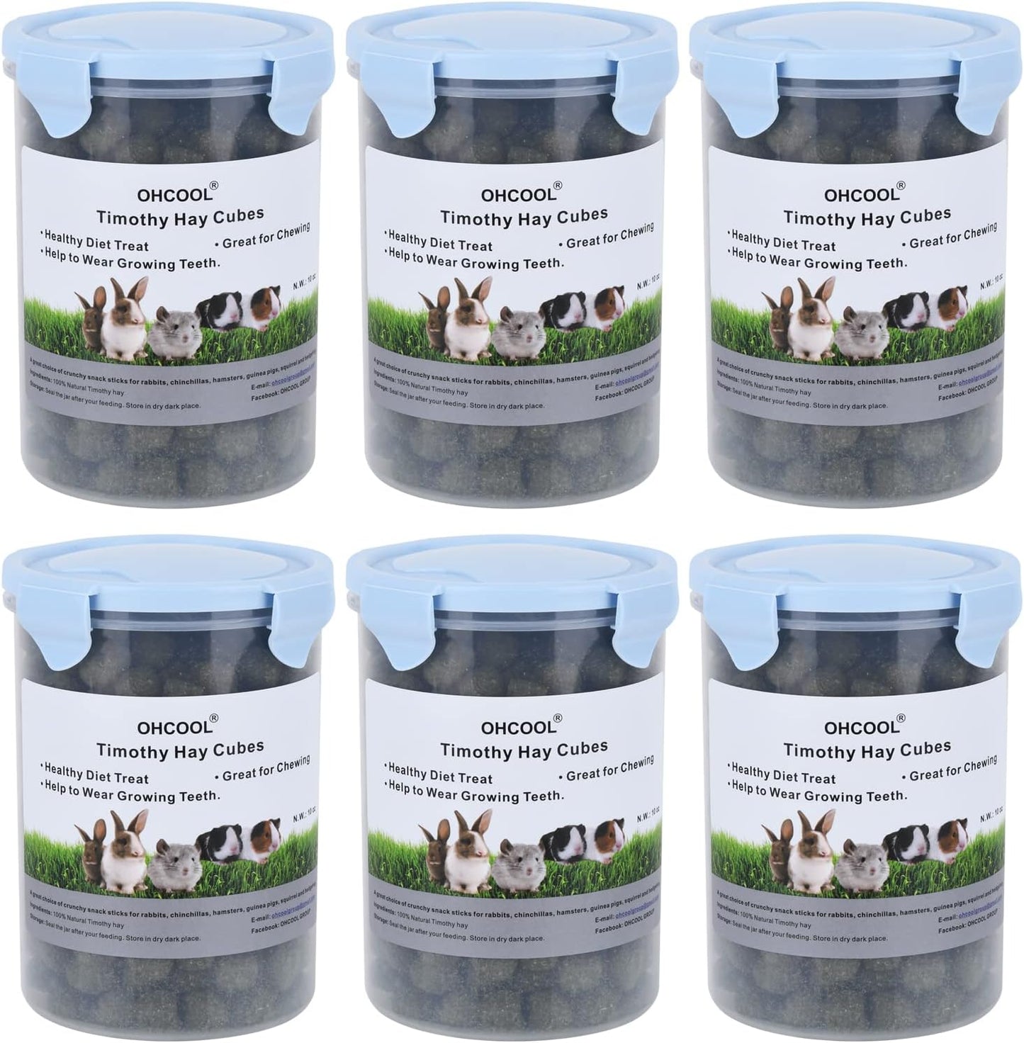 Timothy Hay Cubes 60 oz (6 * 10 oz) with Small Size - Timothy Grass Pellets for Tortoises Rabbits Guinea Pig Chinchilla