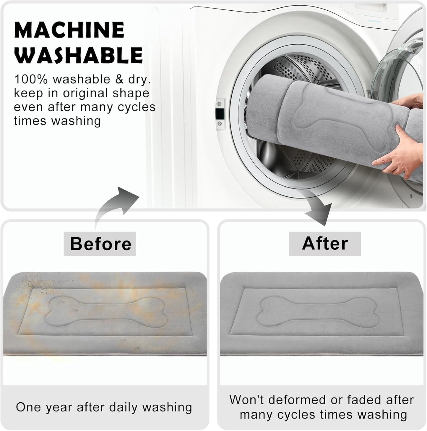 JoicyCo Extra Large Dog Bed Soft Dog Crate Pad Mat 48 in Non-Slip Bottom Washable Dog Sleeping Mattress Pet Beds Cat Beds Kennel Pads