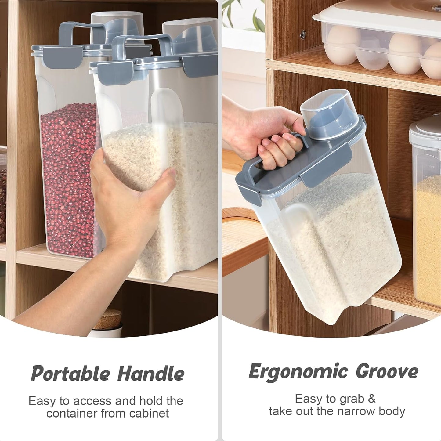 Rice Storage Container 10 Lbs, Airtight Food Dispenser with Large Spout and Cup for Pet Dog Cat Food Storage 7 Lbs