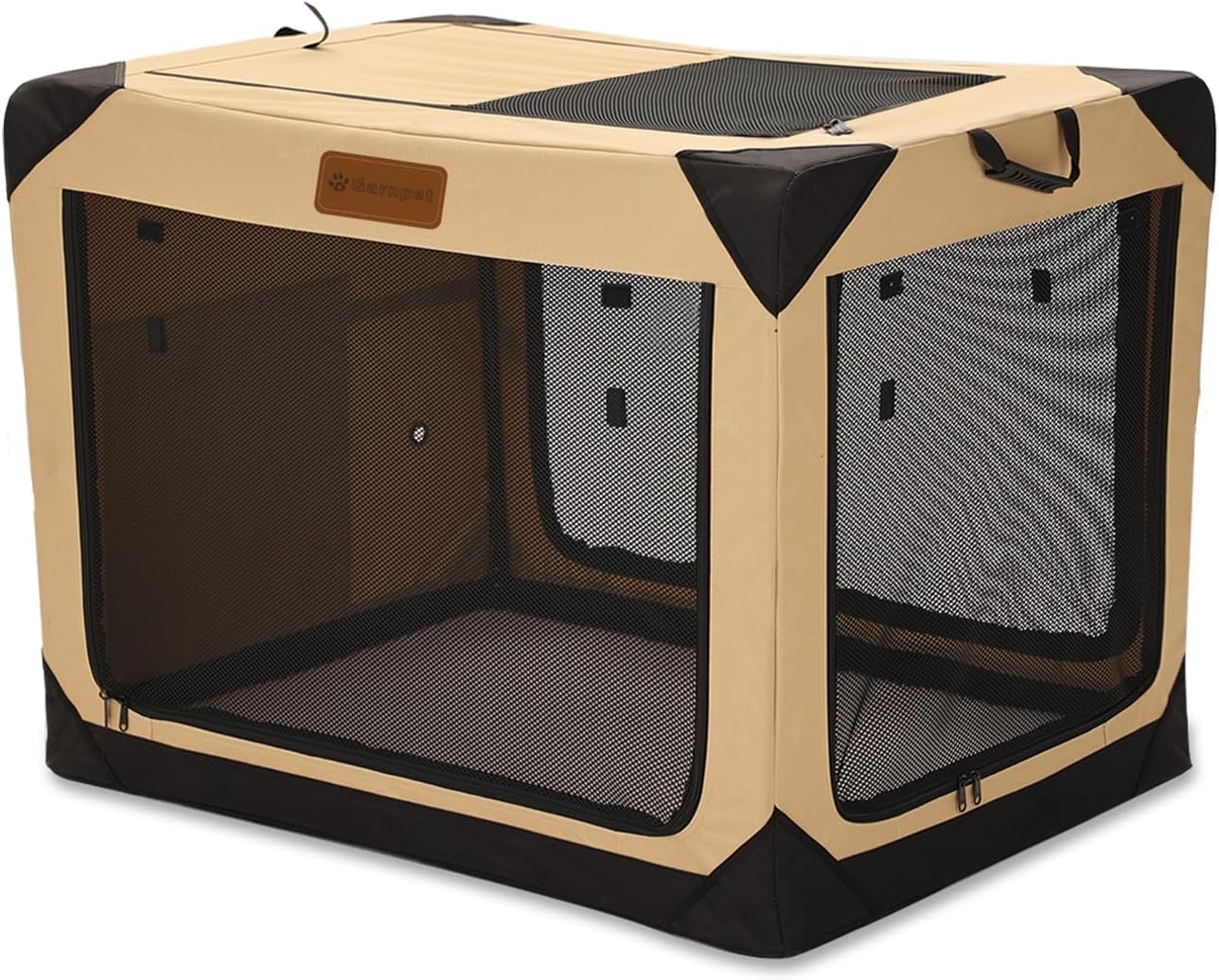 Soft Dog Crate for Medium Dogs, 4-Door Foldable Collapsible Dog Crate with Soft Sides, Indoor & Outdoor Travel Dog Kennel
