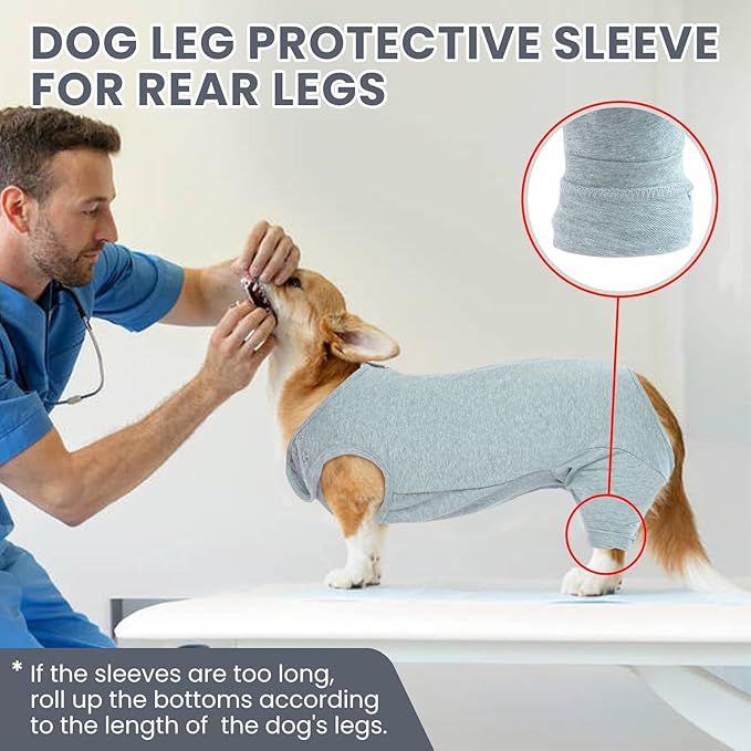 Nanaki Dog Wound Care Shirt, Dog Leg Sleeve To Stop Licking Rear Leg And Abdomen, Doggy Surgery Suit Female Spay,Doggy Onesie For Surgery Female Male, Pet Surgical Recovery Suit Pet Wound Heal Clothes