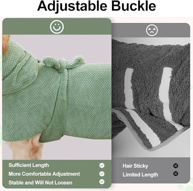 Microfiber Dog Bathrobe Towel Super Absorbent Dog Quick Dry Bathrobe for Puppies, Suitable for Medium and Large Dogs (Green Jacquard, XL)