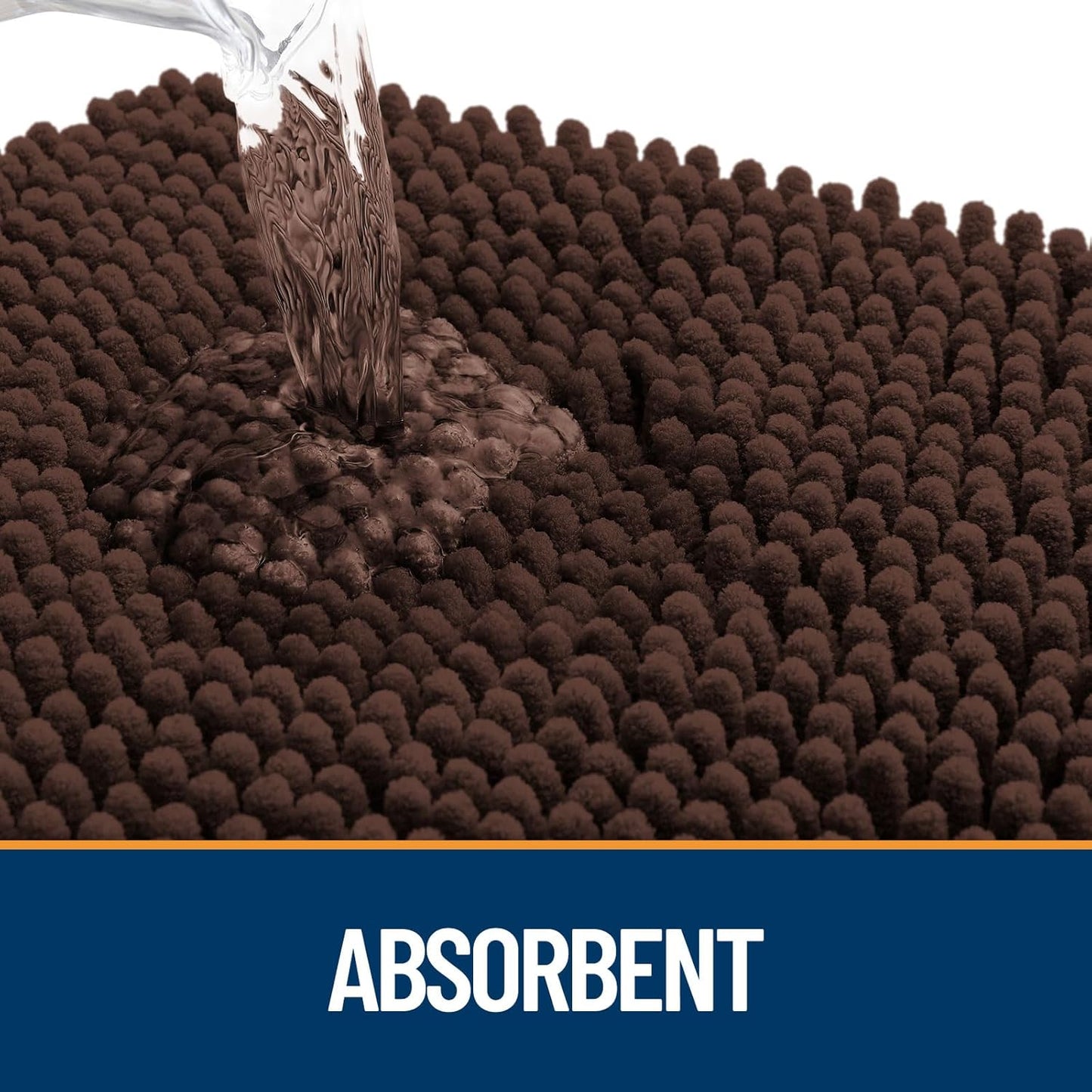 OLANLY Dog Door Mat for Muddy Paws 44x24, Absorbs Moisture and Dirt, Absorbent Non-Slip Washable Doormat, Quick Dry Chenille Mud Mat for Dogs, Entry Indoor Entryway Carpet for Inside Floor, Brown