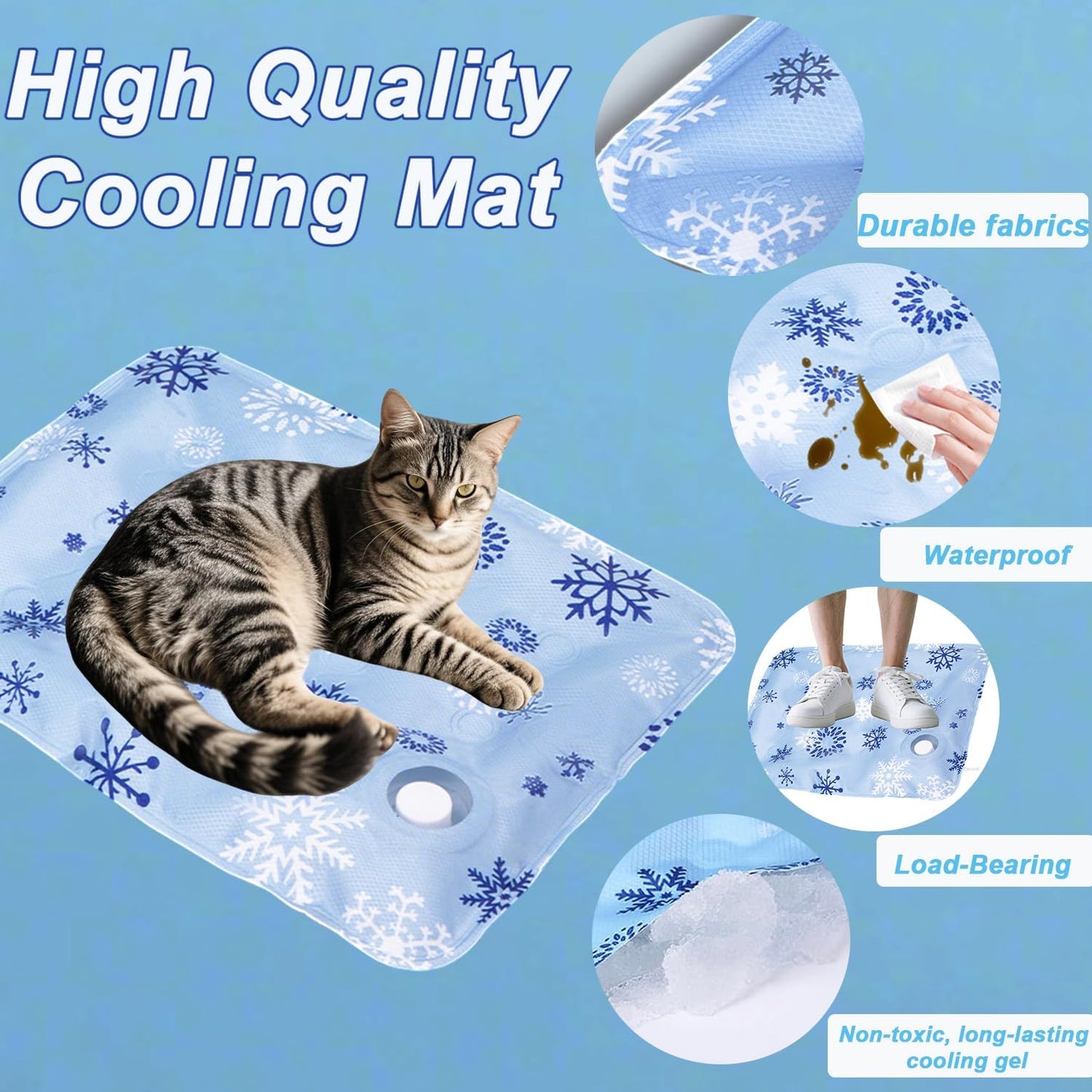 Dog Cooling Mat, Cooling Mat for Dogs & Cats, Provides Instant Relief for Small, Medium, Large Dogs, Washable, Non-Slip Design, Perfect for Hot Summer Days to Keep Pets Comfortable (S 16''*20'')
