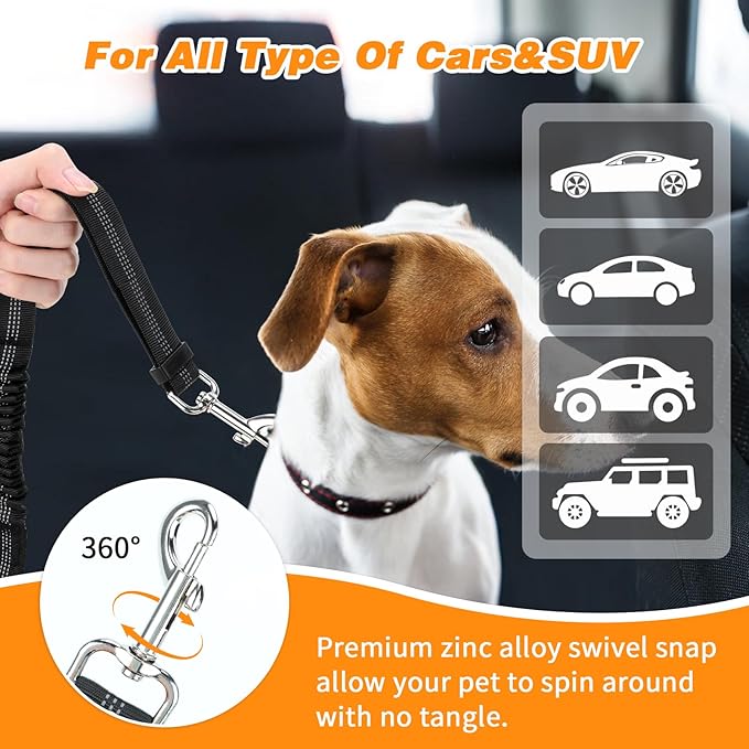 BWOGUE Double Dog Cat Seat Belts, Car Headrest Restraint Adjustable Travel Leash,Safety Elastic Leads Splitter Connect Vehicle Seatbelt Harness for 2 Dogs