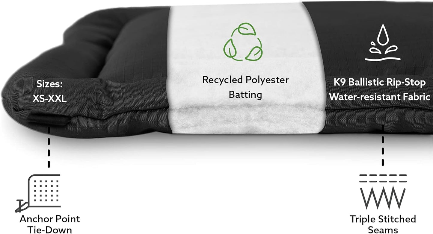 K9 Ballistics Tough Ripstop Dog Crate Pad - Durable & Machine Washable with Non-Skid Bottom and 120-Day Warranty, Fits 42" Wire Crates - Large, Obsidian Black