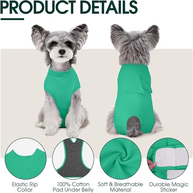 Kuoser Dog Surgery Suit Female Spay, Dog Recovery Suit Male Neuter, Puppy Clothes Onesie for Surgery Anti Licking Abdominal Wounds Pet Surgical Recovery Bodysuit Shirt, Substitute E-Collar & Cone