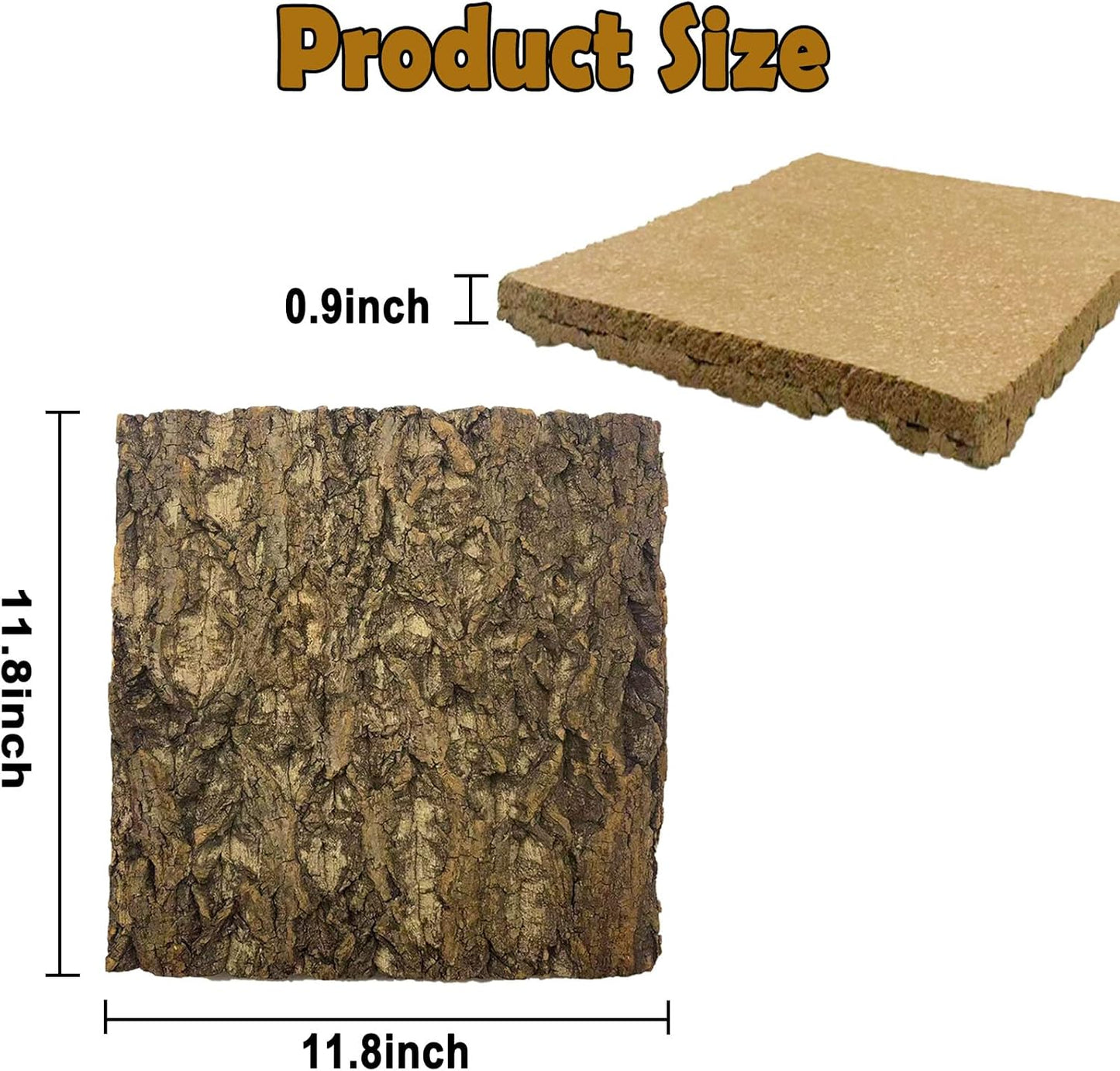 Tfwadmx 2Pcs Terrarium Cork Bark Background, 11.8"x11.8" Thickened Reptile Tank Tree Backdrop Wall Decor Habitat Climbing Mat Decoration for Lizard, Turtle, Gecko, Bearded Dragon, Frog, Chameleon