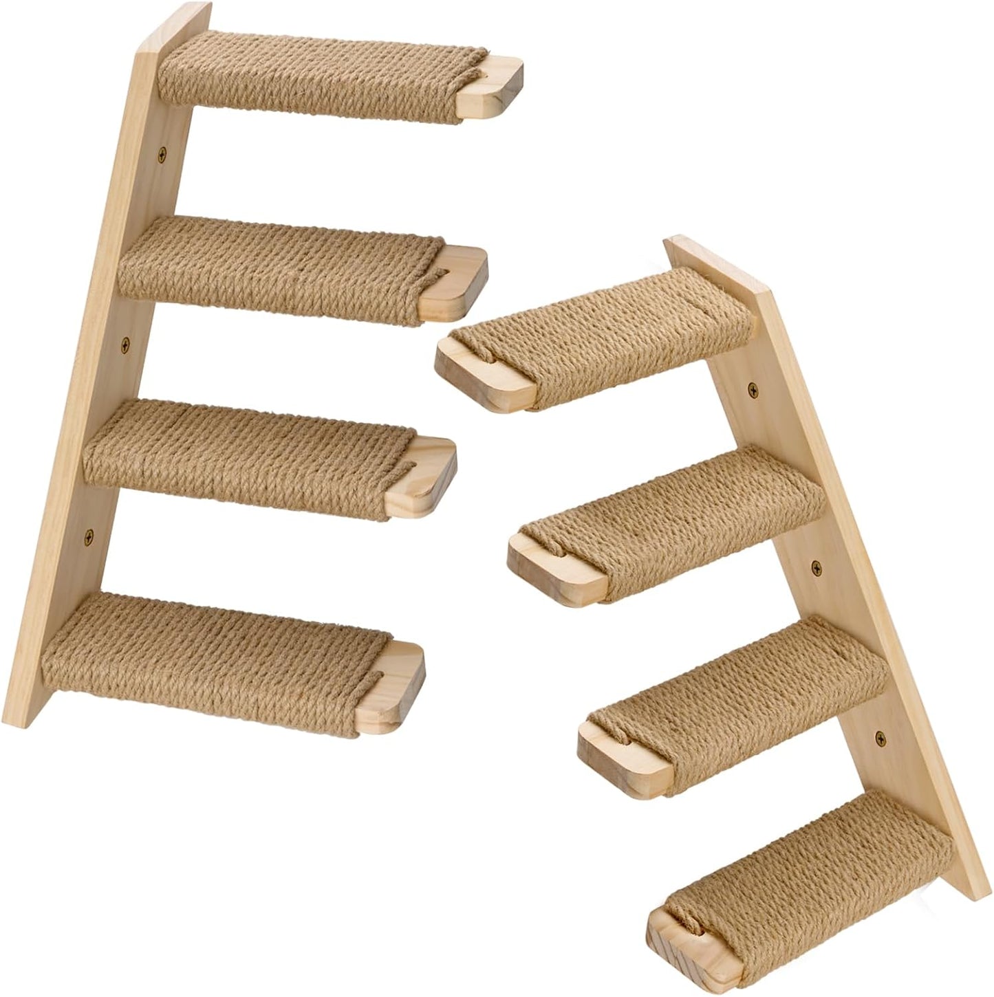 2 Pack 4 Steps Cat Wall Shelves Cat Stairs for Wall with Sisal Rope.Cat Wall Steps/Ladder Furniture ＆ cat Tree Supplies(Catstairs 2Pack-4Steps)