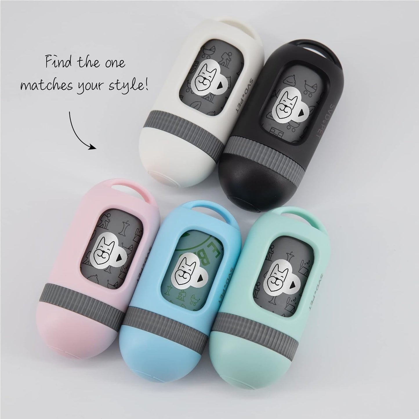 SVD.PET Dog Poop Bag Dispenser, Retractable Waste Bag Fits Any Dog Leash, Built-in Waste Bags, Poop Bag Holder, Doggy Walking Accessory (Primrose Pink)