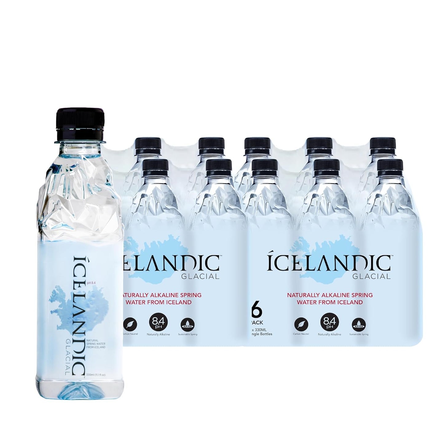 Icelandic Glacial Natural Spring Water, Unflavored, 330 ml / 11.1 Fl Oz (Pack of 24)