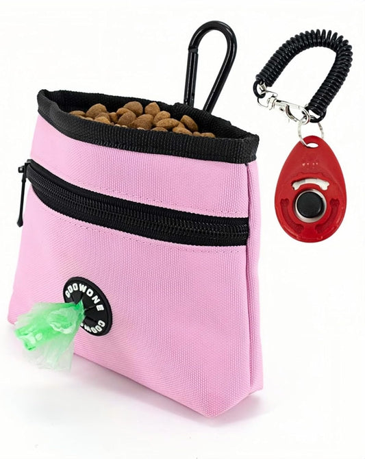 COOWONE Dog Treat Pouch with Pet Training Clicker, Detachable Dog Puppy Training Treat Bag, 900D Oxford Cloth Magnetic Closure Small Dog Walking Bag for Travel or Outdoor Use
