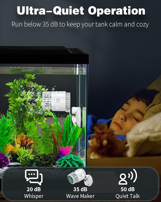 Pawfly Wave Maker for Aquarium, 800 GPH 3W Aquarium Powerhead, Quiet Submersible Wavemaker for Fish Tanks up to 50 Gallons, Water Circulation Pump with Strong Suction Cup Base