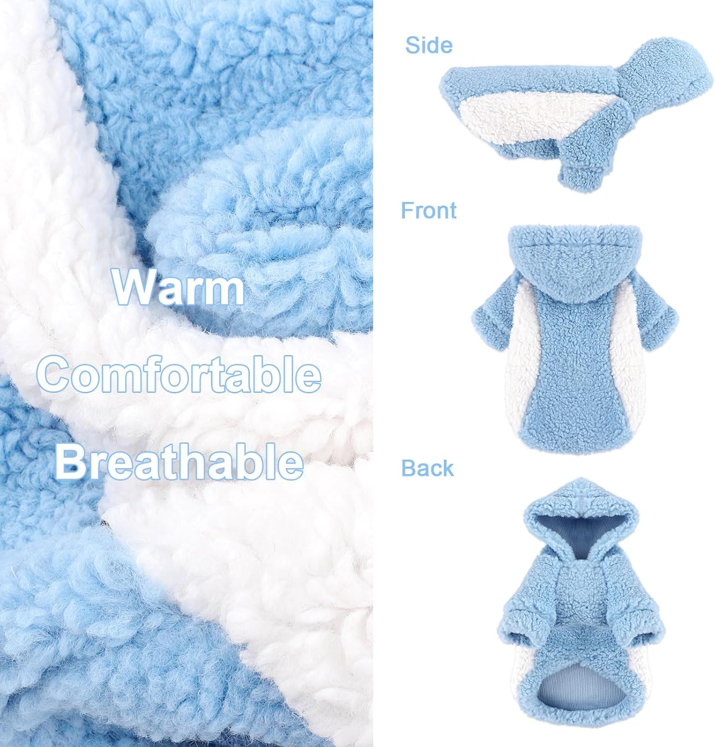 YIKEYO Dog Hoodie Pet Clothes Sweater with Hat Soft and Warm Cold Weather for Small Patchwork Hood(Blue, XXS)