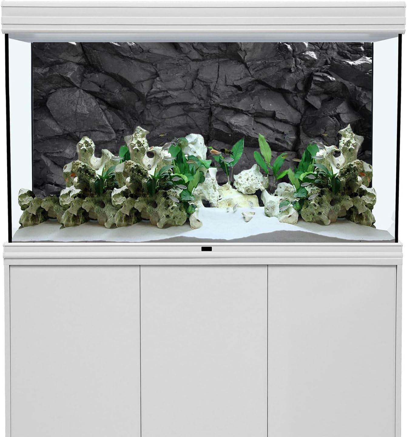 AWERT 72x24 inches Stone Aquarium Background Black Rock Fish Tank Background Rocky Terrarium Background Vinyl