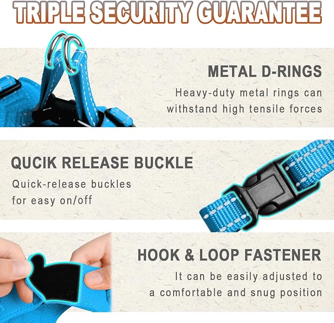 Dog Harness Step in Dog Vest Harness, Reflective Adjustable Puppy No Pull Harness Breathable Soft for Small and Medium Dogs Cats, Blue, S