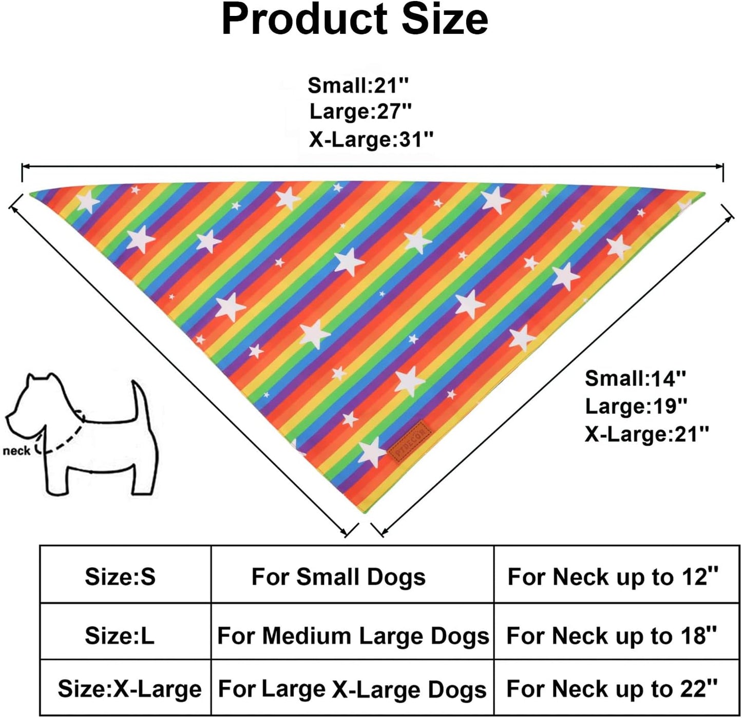 PTDECOR Rainbow Dog Bandanas Pride Day, Multi Size,“Love is Love” Pet Scarf Reversible Triangle LGBT+ Rainbow Bandanas for Small Dogs Pets (Small)