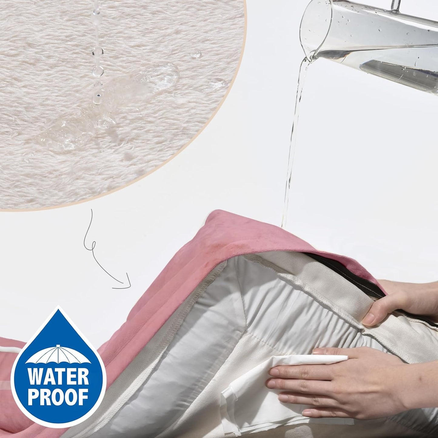 Comfort Expression Medium Dog Beds Waterproof Orthopedic Foam Dog Sofa Beds for Medium Large Dogs Comfy Pet Bed with Washable Removable Cover & Non-Slip Bottom(Medium,Pink)