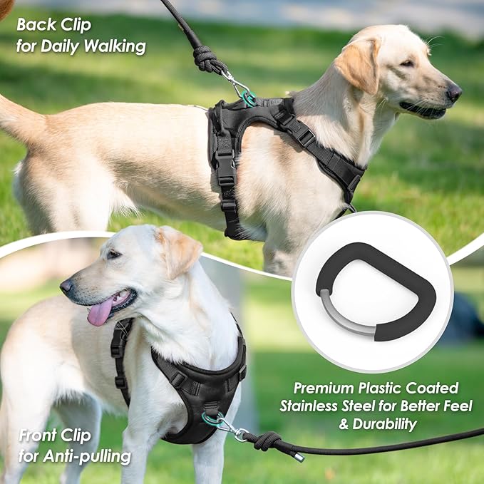 No Pull Dog Harness, Puppy Vest with Front Clip for Small Medium Large Sized Dog(Black,M)