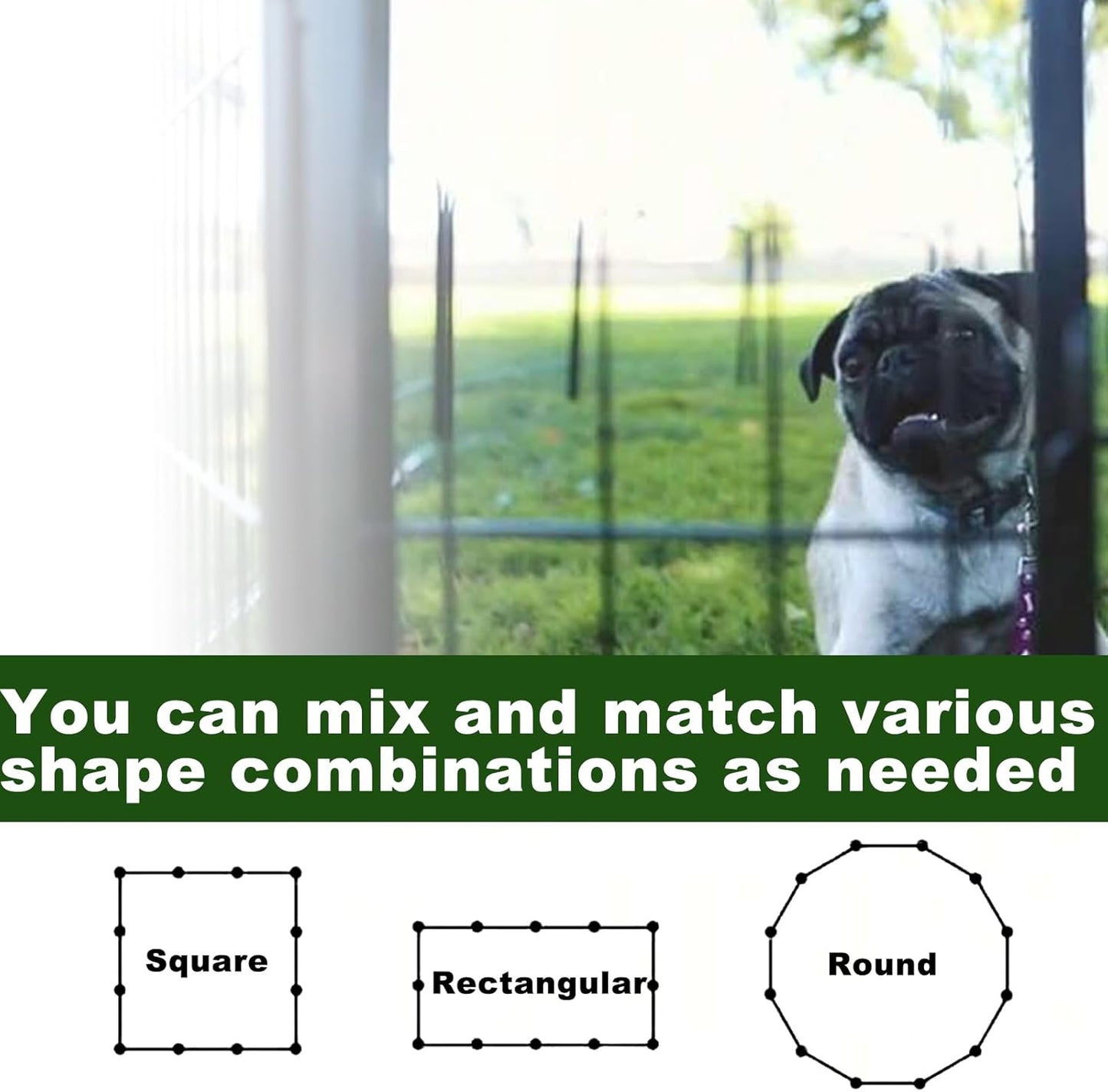 Dog Playpen,24 32 40 48 in(H) Pet Fence Outdoor for Rv Camping,Garden Fence Small Animal Barrie for Yard,11Ft(L)-56Ft(L) Black Metal Temporary Fencing