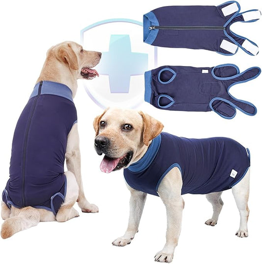 Breathable Dog Surgery Recovery Suit for Male/Female, Professional Dog Recovery Onesie with Zipper After Spay Abdominal Wounds, Anti Licking Cone E-Collar Alternative for Small Medium Large Dog