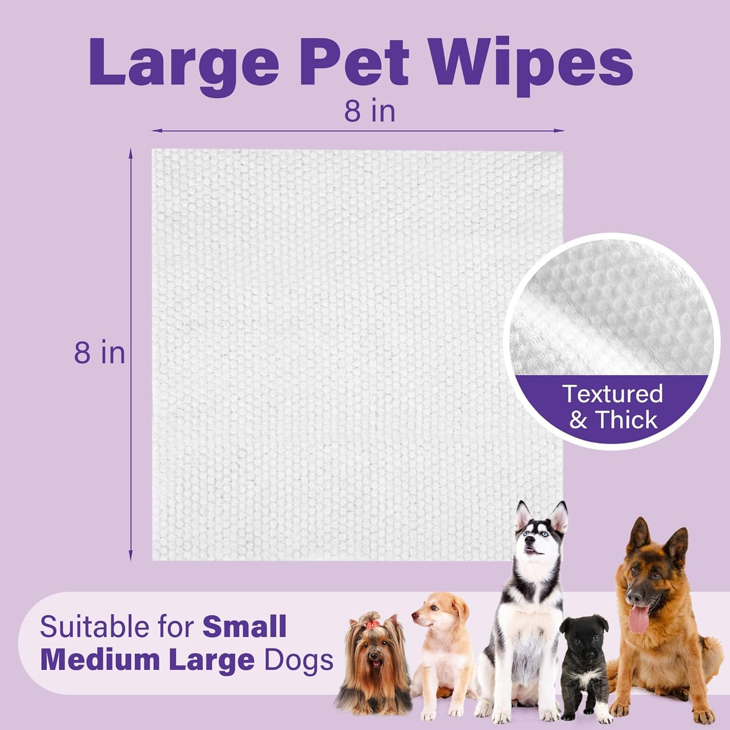 PrimePets Dog Wipes for Paws and Butt, 100 Count, 8" x 8" Hypoallergenic Pet Wipes for Dogs Cats Cleaning Deodorizing, Lavender Scented, Thick Puppy Wipes for Ears, Eyes, Body and Teeth