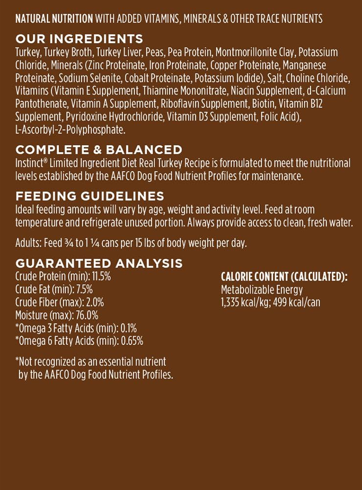Instinct Limited Ingredient Diet, Wet Canned Dog Food, Grain Free - Real Turkey, 13.2 oz. Cans (Pack of 6)