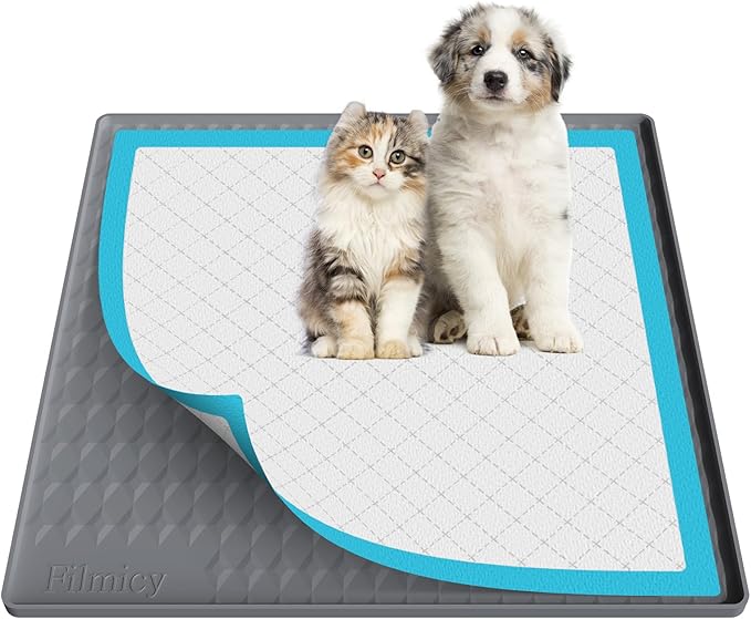 Pee Pad Holder for Dogs,Silicone Dog Puppy Pad Holder, 24 x 24 No Spill Raised Lip High Edge,Portable, Leak-Proof Mat Holder for Dog Training Pads,Square Potty Trays for Home Floor Protection